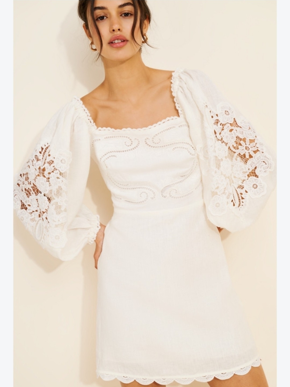 $400MSRP, Farm Rio Embroidered Euroflax™ Premium Linen Mini Dress, Small